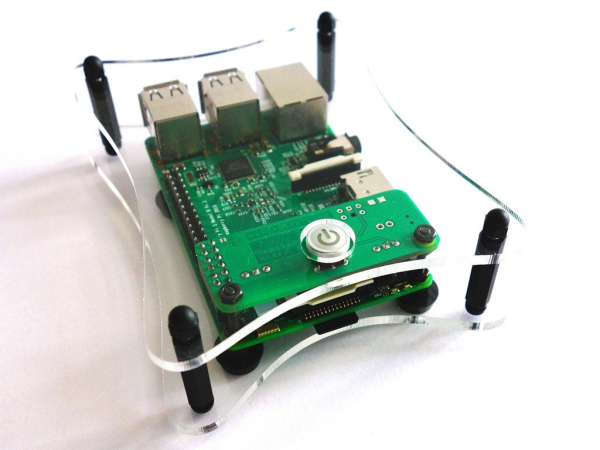 Open tranparent acrylic case for RemotePi, with Raspberry Pi and expansion board
